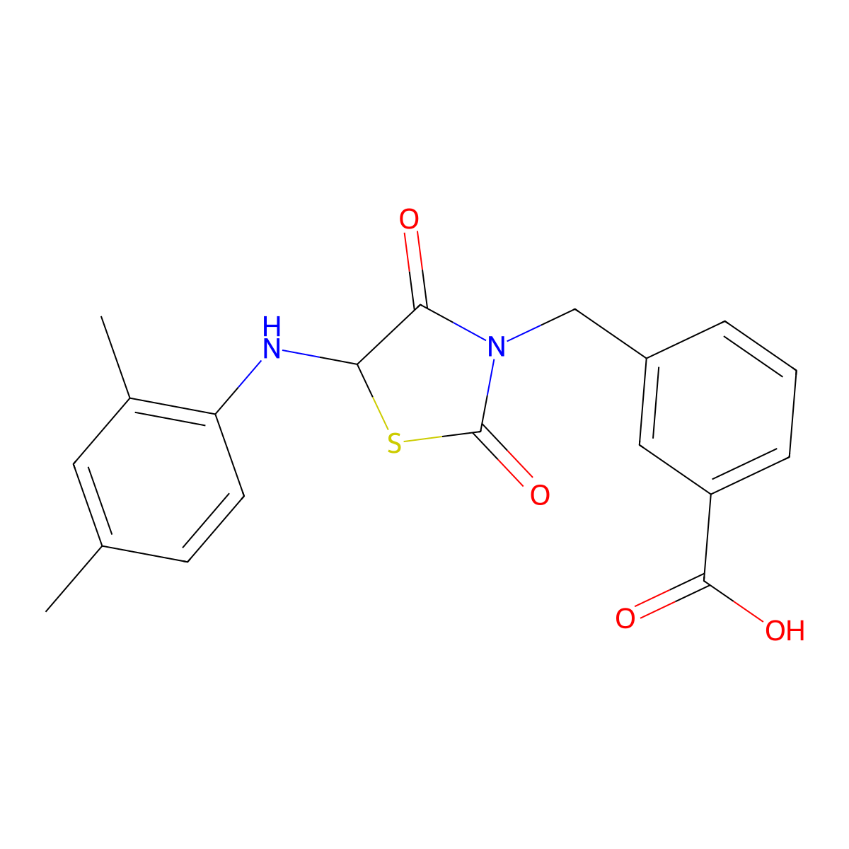 3-{[5-(2,4-Dimethylanilino)-2,4-dioxo-1,3-thiazolidin-3-yl]methyl}benzoic acid molecular structure, CAS 496019-82-0