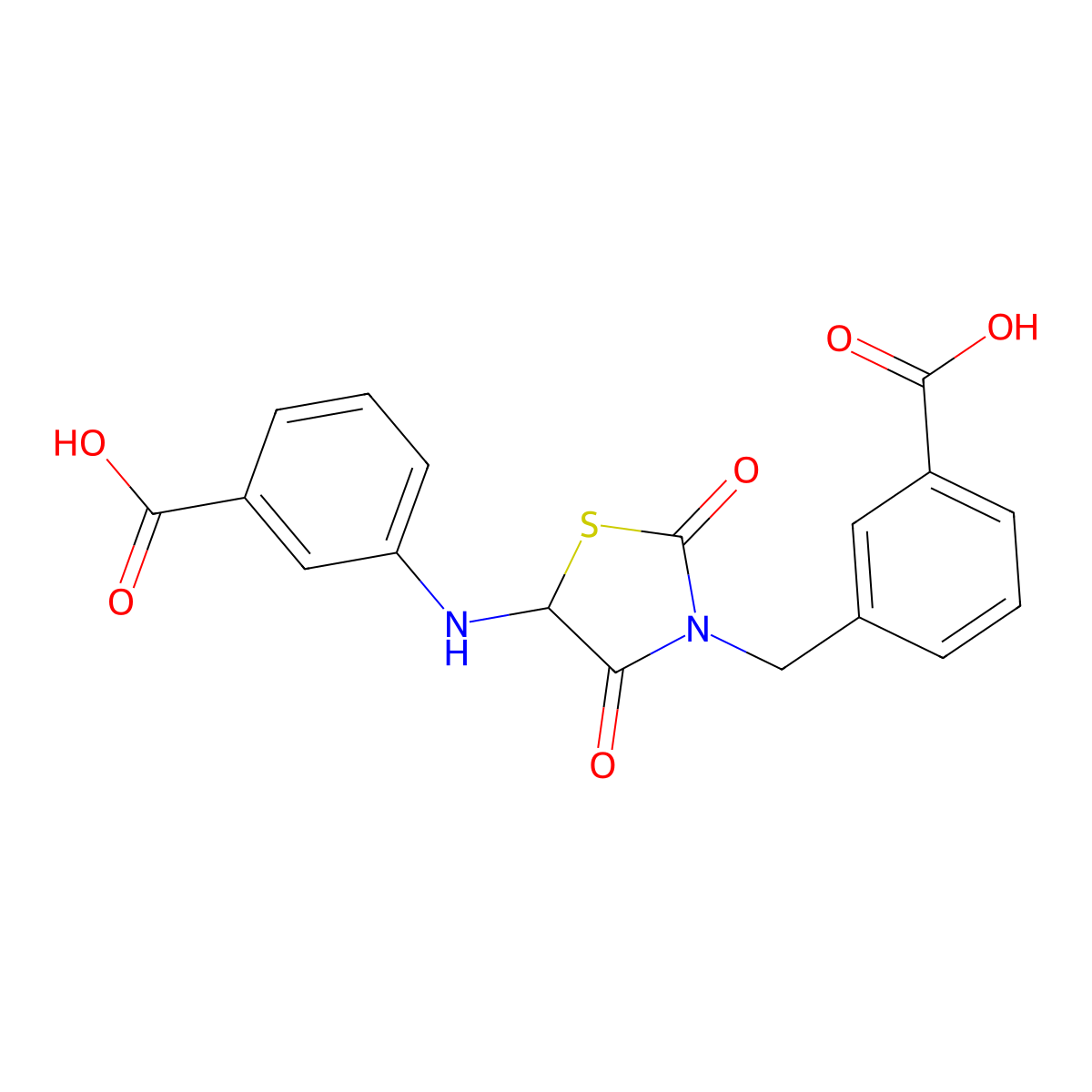 3-{[3-(3-Carboxybenzyl)-2,4-dioxo-1,3-thiazolidin-5-yl]amino}benzoic acid molecular structure, CAS 496019-83-1