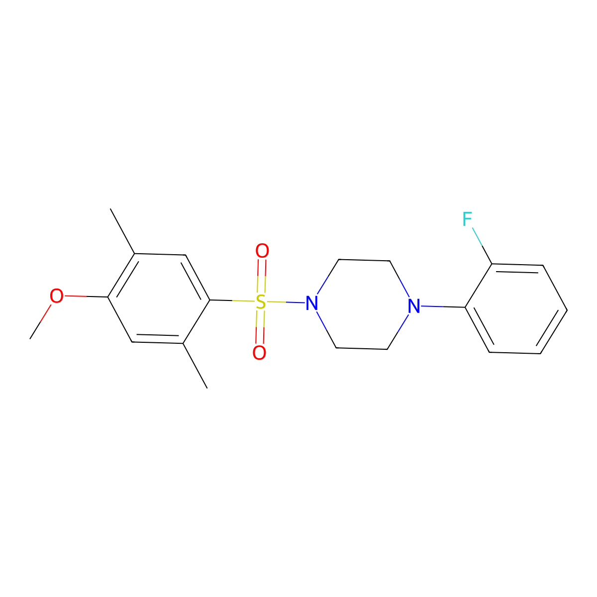1-(2-Fluorophenyl)-4-(4-methoxy-2,5-dimethylphenyl)sulfonylpiperazine molecular structure, CAS 496019-87-5