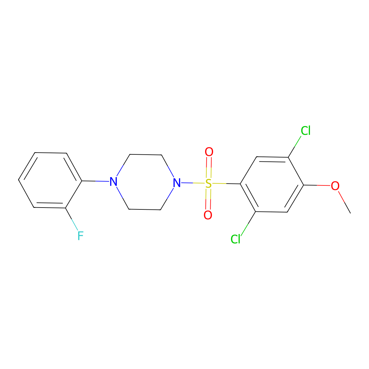 1-(2,5-Dichloro-4-methoxybenzenesulfonyl)-4-(2-fluorophenyl)piperazine molecular structure, CAS 496019-88-6