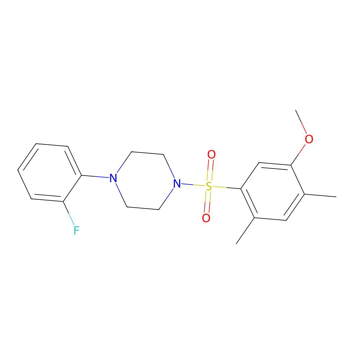 1-(2-Fluorophenyl)-4-(5-methoxy-2,4-dimethylbenzenesulfonyl)piperazine molecular structure, CAS 496019-89-7