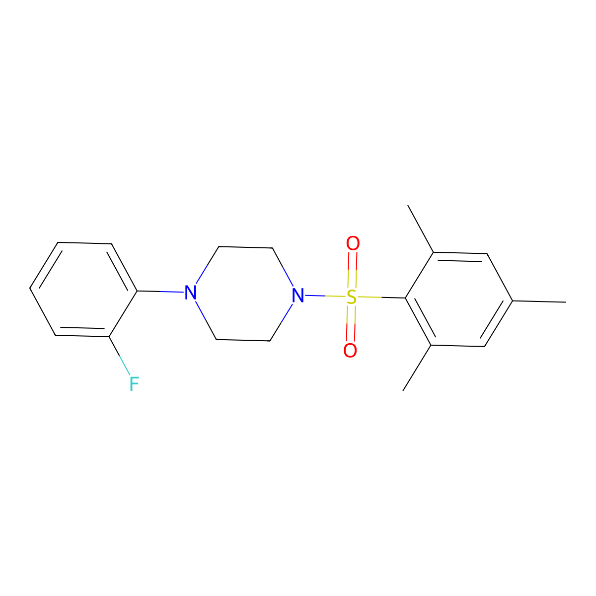 1-(2-Fluorophenyl)-4-(2,4,6-trimethylbenzenesulfonyl)piperazine molecular structure, CAS 496019-91-1