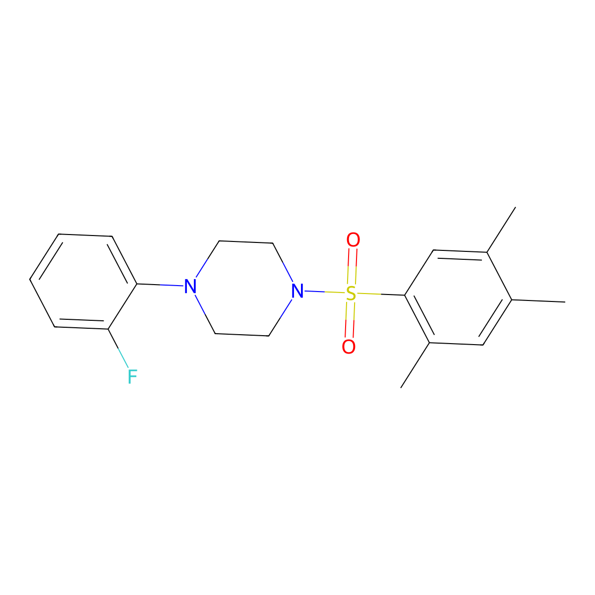 1-(2-Fluorophenyl)-4-[(2,4,5-trimethylphenyl)sulfonyl]piperazine molecular structure, CAS 496019-92-2