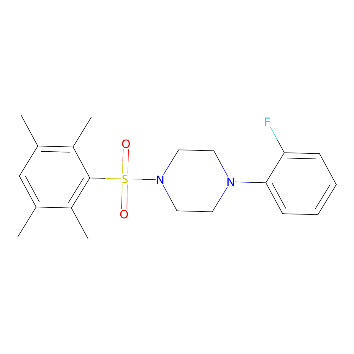 1-(2-Fluorophenyl)-4-(2,3,5,6-tetramethylbenzenesulfonyl)piperazine molecular structure, CAS 496019-93-3