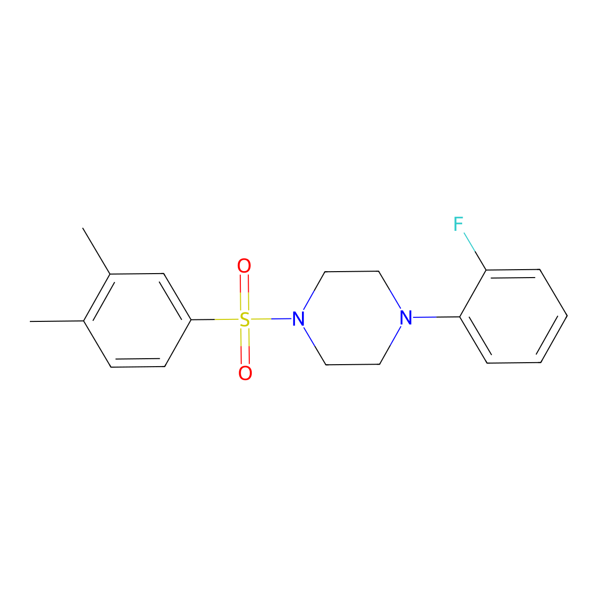 1-[(3,4-Dimethylphenyl)sulfonyl]-4-(2-fluorophenyl)piperazine molecular structure, CAS 496019-96-6