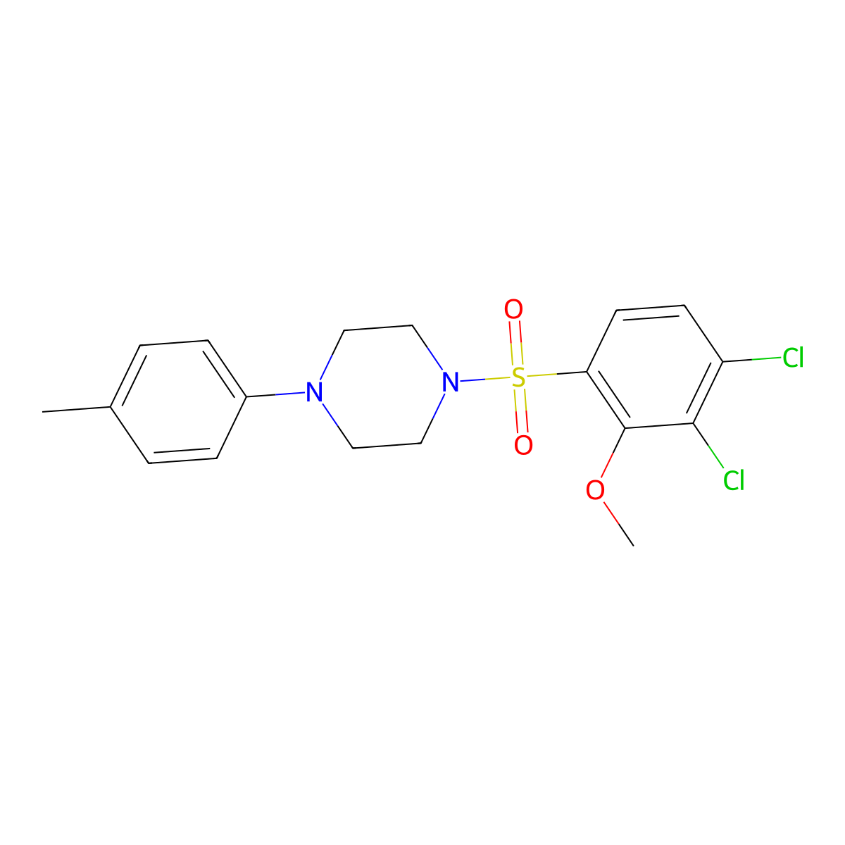1-(3,4-Dichloro-2-methoxybenzenesulfonyl)-4-(4-methylphenyl)piperazine molecular structure, CAS 496020-04-3