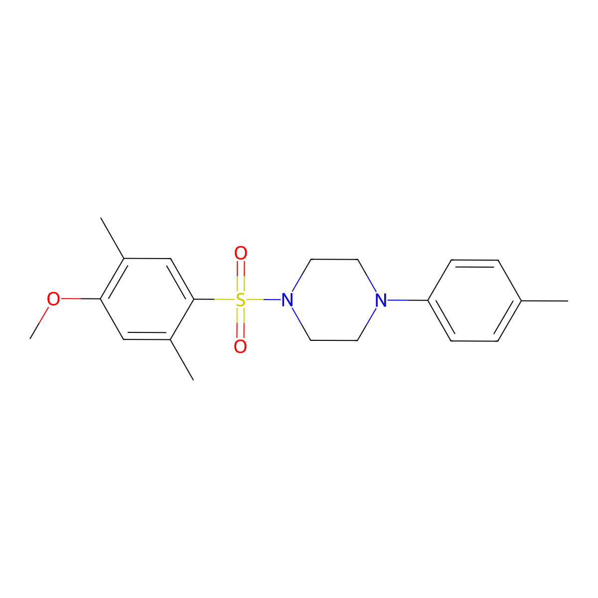 1-[(4-Methoxy-2,5-dimethylphenyl)sulfonyl]-4-(4-methylphenyl)piperazine molecular structure, CAS 496020-05-4