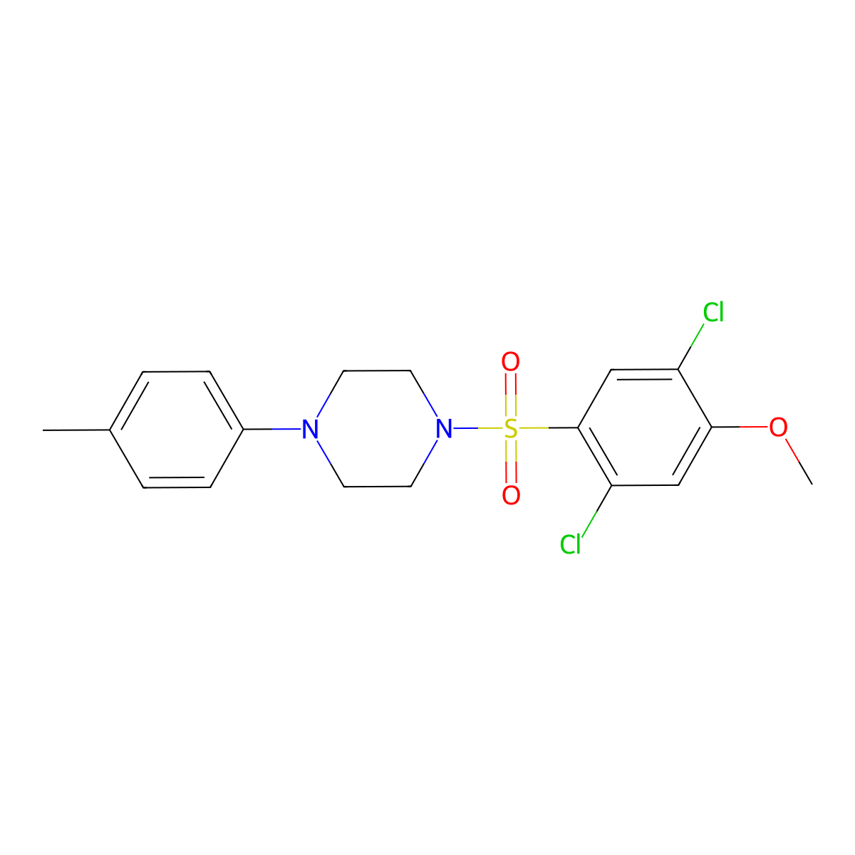 1-(2,5-Dichloro-4-methoxybenzenesulfonyl)-4-(4-methylphenyl)piperazine molecular structure, CAS 496020-06-5