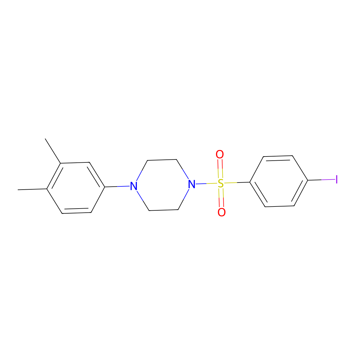 1-(3,4-Dimethylphenyl)-4-(4-iodobenzenesulfonyl)piperazine molecular structure, CAS 496020-12-3
