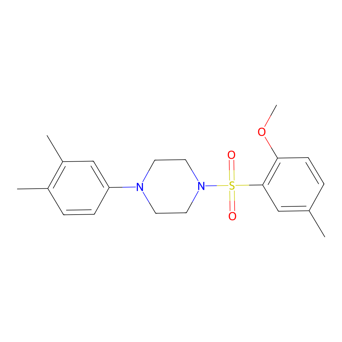 1-(3,4-Dimethylphenyl)-4-[(2-methoxy-5-methylphenyl)sulfonyl]piperazine molecular structure, CAS 496020-14-5