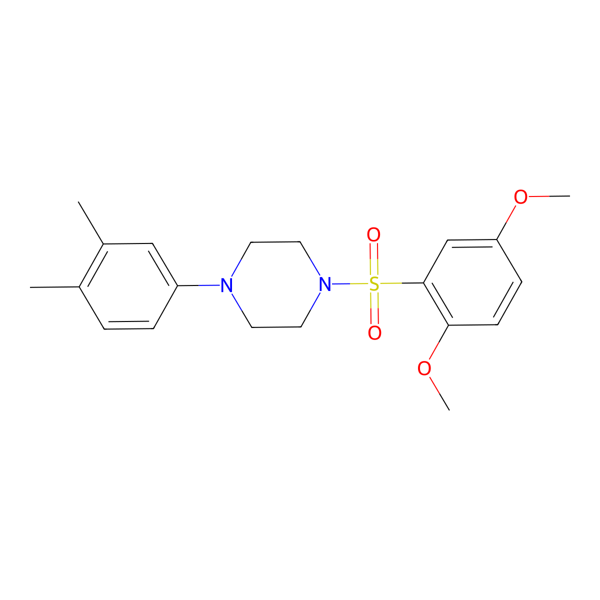 1-(2,5-Dimethoxyphenyl)sulfonyl-4-(3,4-dimethylphenyl)piperazine molecular structure, CAS 496020-16-7