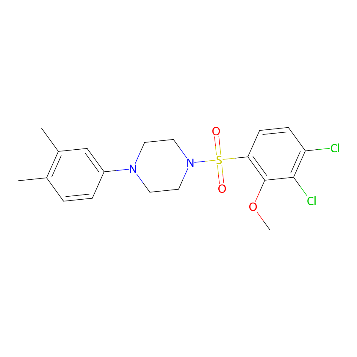 1-(3,4-Dichloro-2-methoxybenzenesulfonyl)-4-(3,4-dimethylphenyl)piperazine molecular structure, CAS 496020-18-9