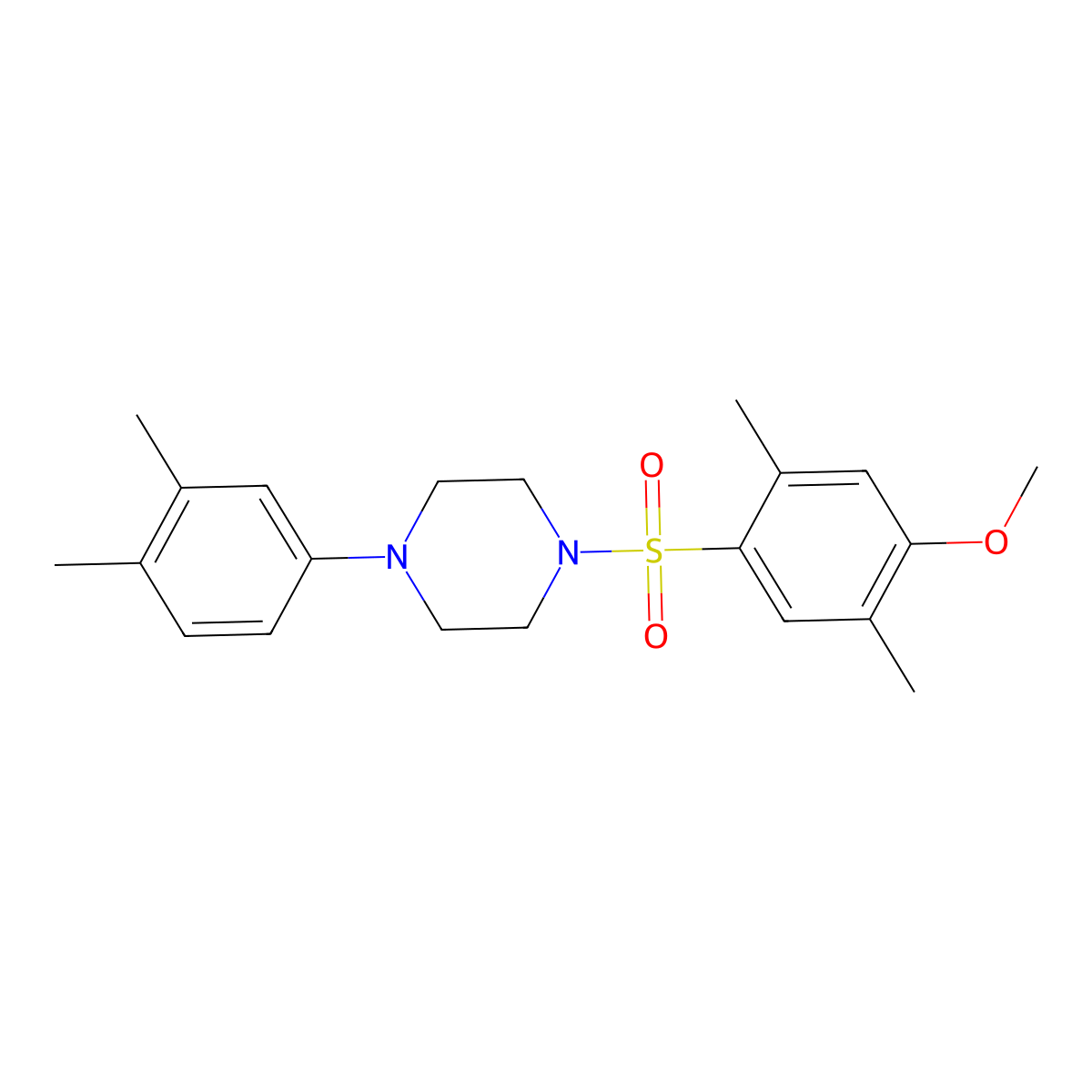 1-(3,4-Dimethylphenyl)-4-(4-methoxy-2,5-dimethylbenzenesulfonyl)piperazine molecular structure, CAS 496020-19-0