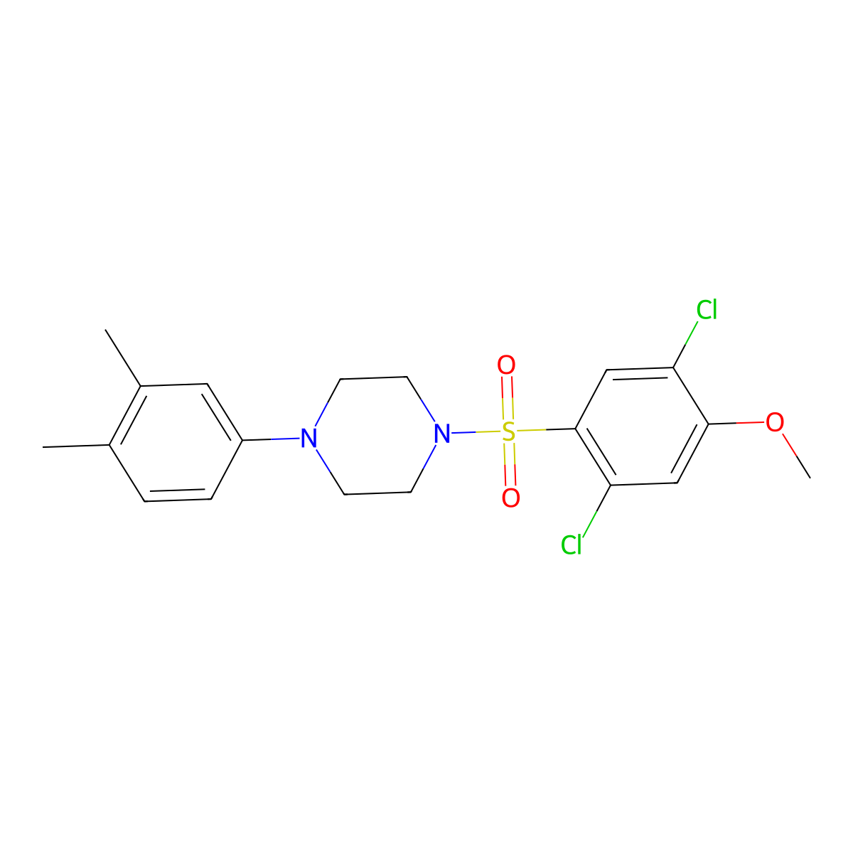 1-(2,5-Dichloro-4-methoxybenzenesulfonyl)-4-(3,4-dimethylphenyl)piperazine molecular structure, CAS 496020-20-3