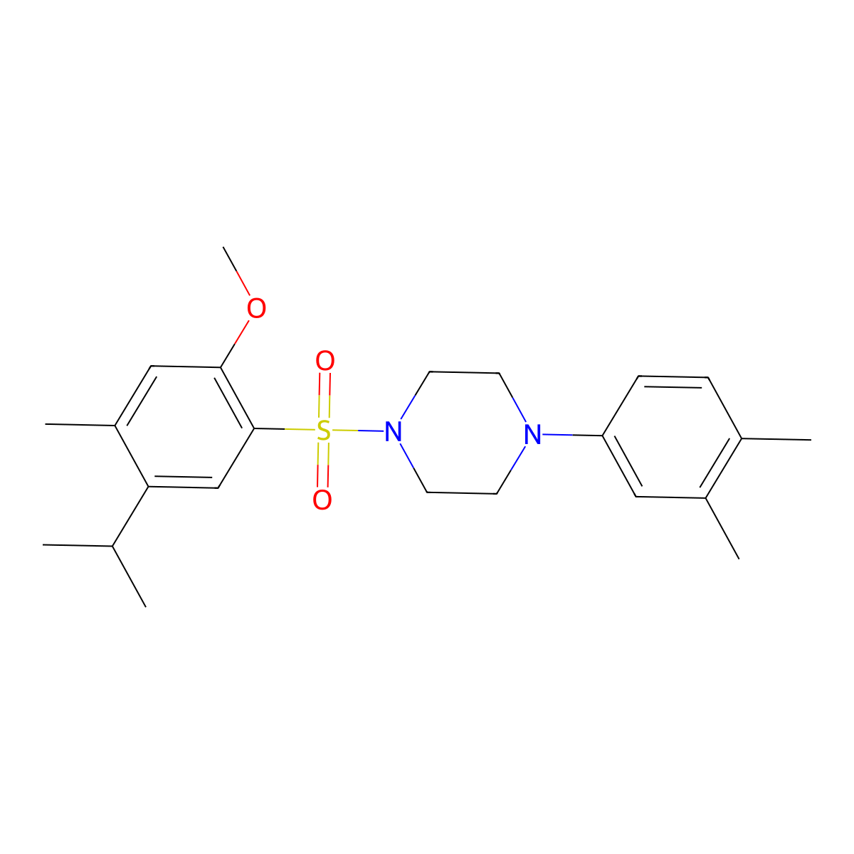 1-(3,4-Dimethylphenyl)-4-(2-methoxy-4-methyl-5-propan-2-ylphenyl)sulfonylpiperazine molecular structure, CAS 496020-22-5