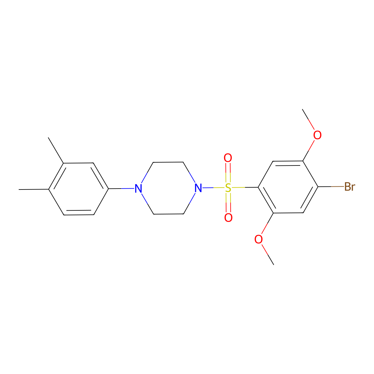 1-(4-Bromo-2,5-dimethoxybenzenesulfonyl)-4-(3,4-dimethylphenyl)piperazine molecular structure, CAS 496020-23-6