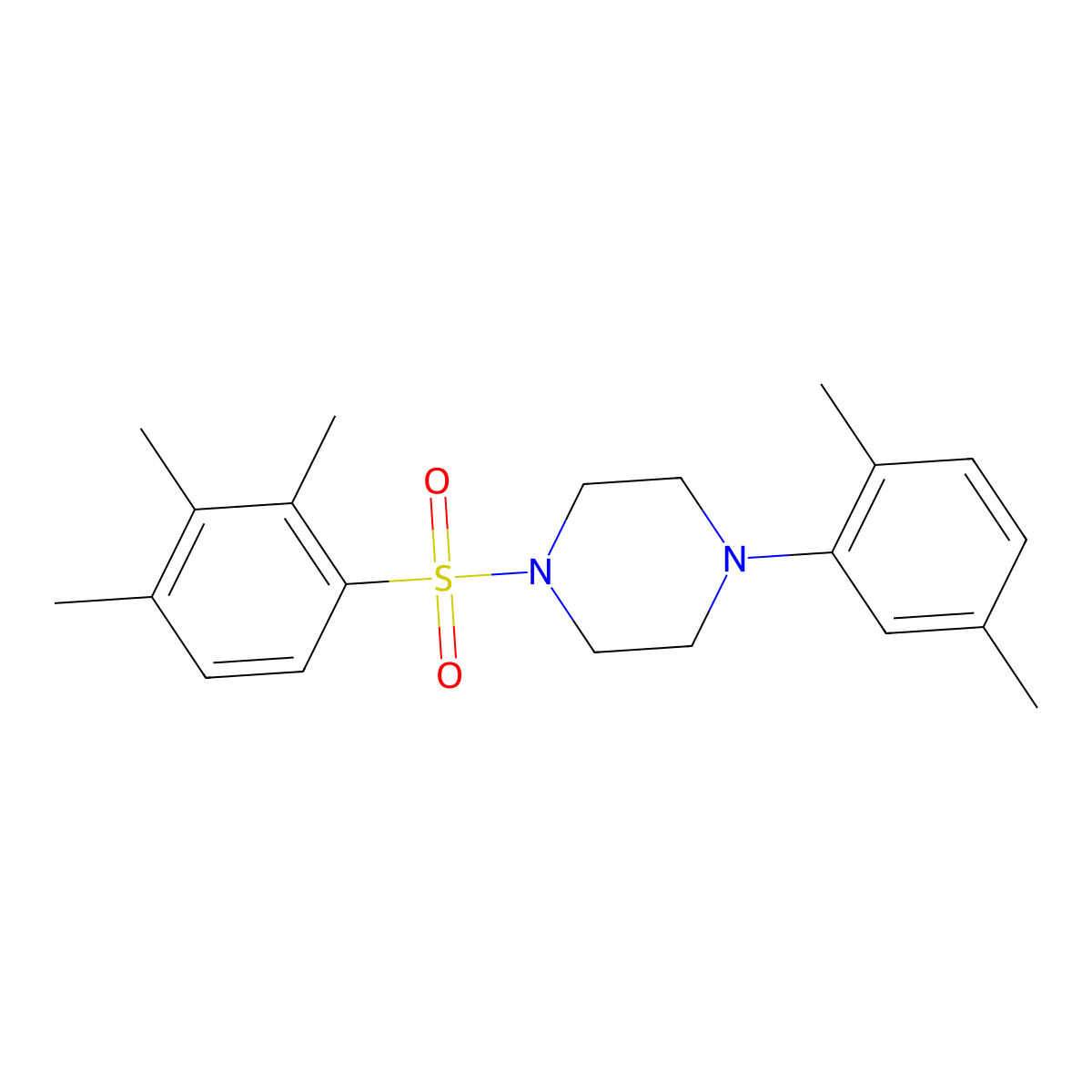 1-(2,5-Dimethylphenyl)-4-(2,3,4-trimethylbenzenesulfonyl)piperazine molecular structure, CAS 496020-25-8