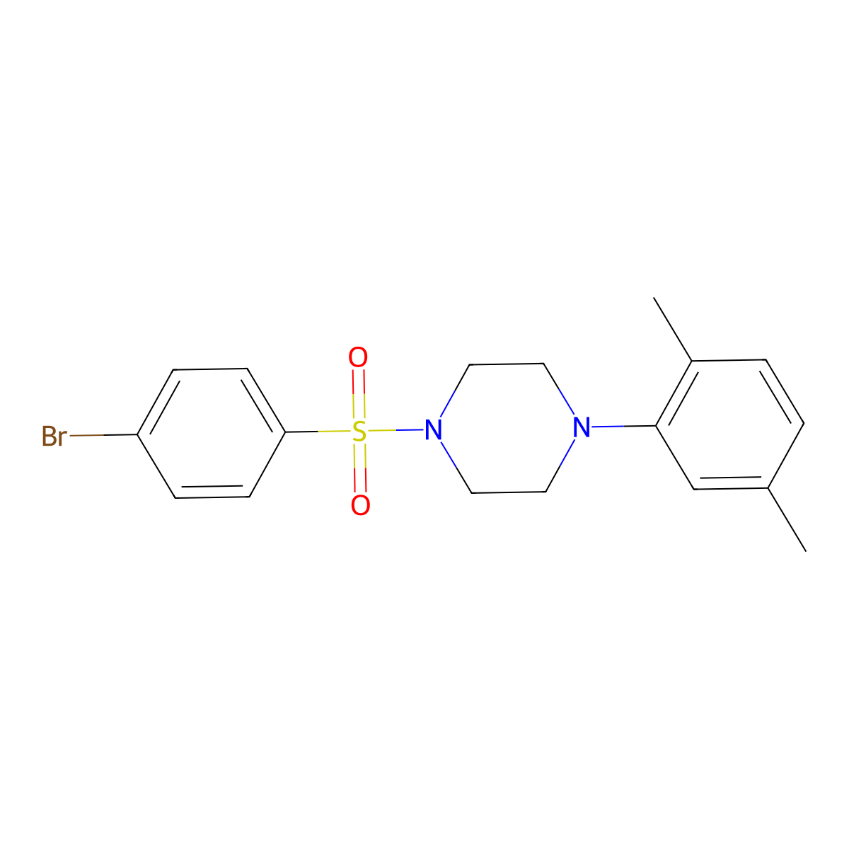 1-(4-Bromobenzenesulfonyl)-4-(2,5-dimethylphenyl)piperazine molecular structure, CAS 496020-27-0
