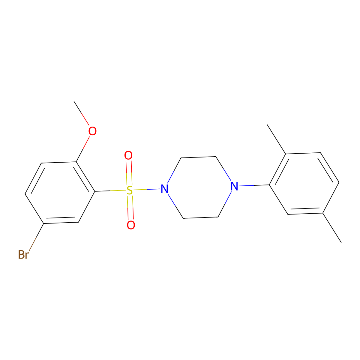 1-(5-Bromo-2-methoxybenzenesulfonyl)-4-(2,5-dimethylphenyl)piperazine molecular structure, CAS 496020-29-2