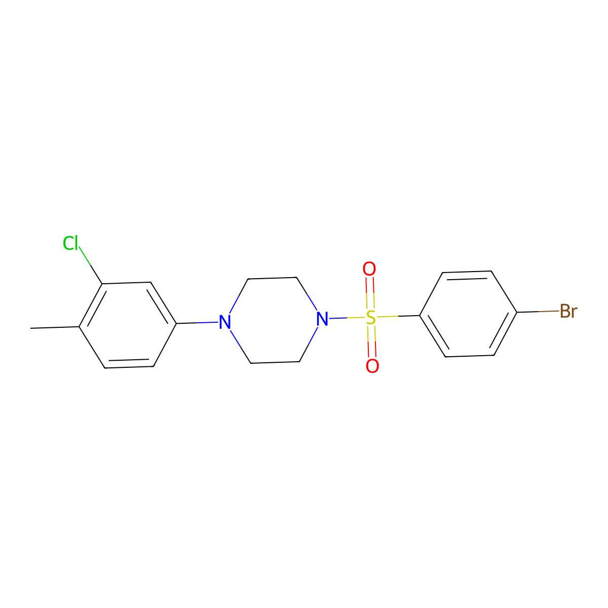 1-(4-Bromobenzenesulfonyl)-4-(3-chloro-4-methylphenyl)piperazine molecular structure, CAS 496020-41-8