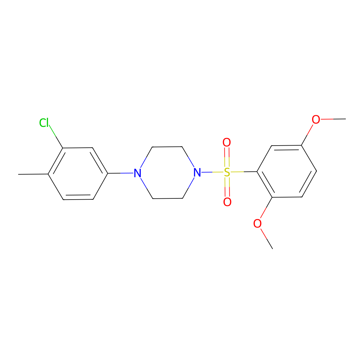 1-(3-Chloro-4-methylphenyl)-4-(2,5-dimethoxyphenyl)sulfonylpiperazine molecular structure, CAS 496020-44-1