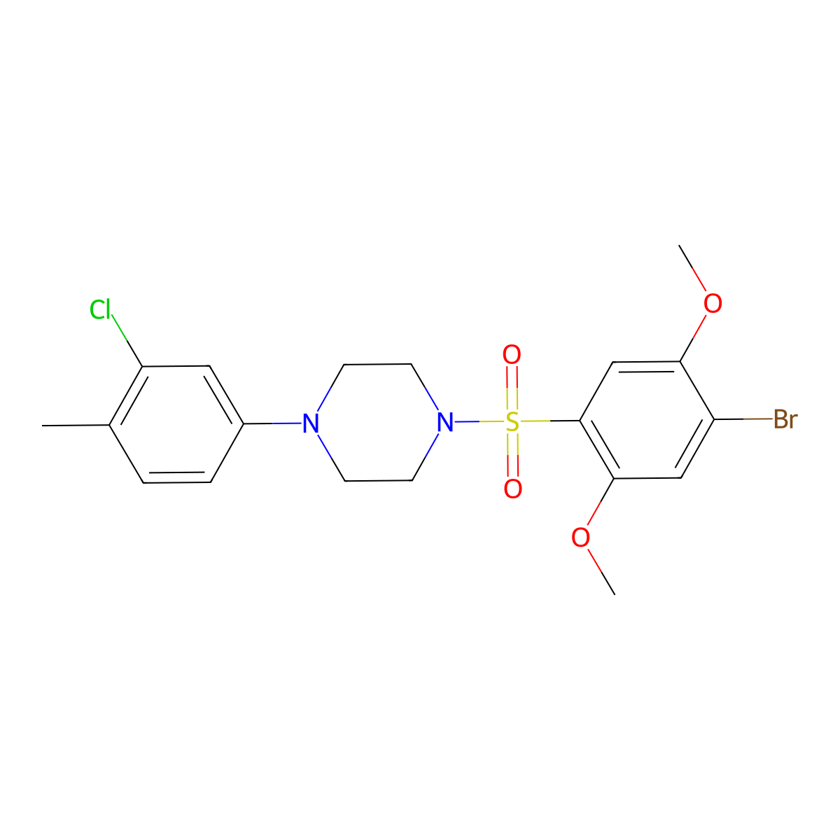 1-(4-Bromo-2,5-dimethoxybenzenesulfonyl)-4-(3-chloro-4-methylphenyl)piperazine molecular structure, CAS 496020-51-0