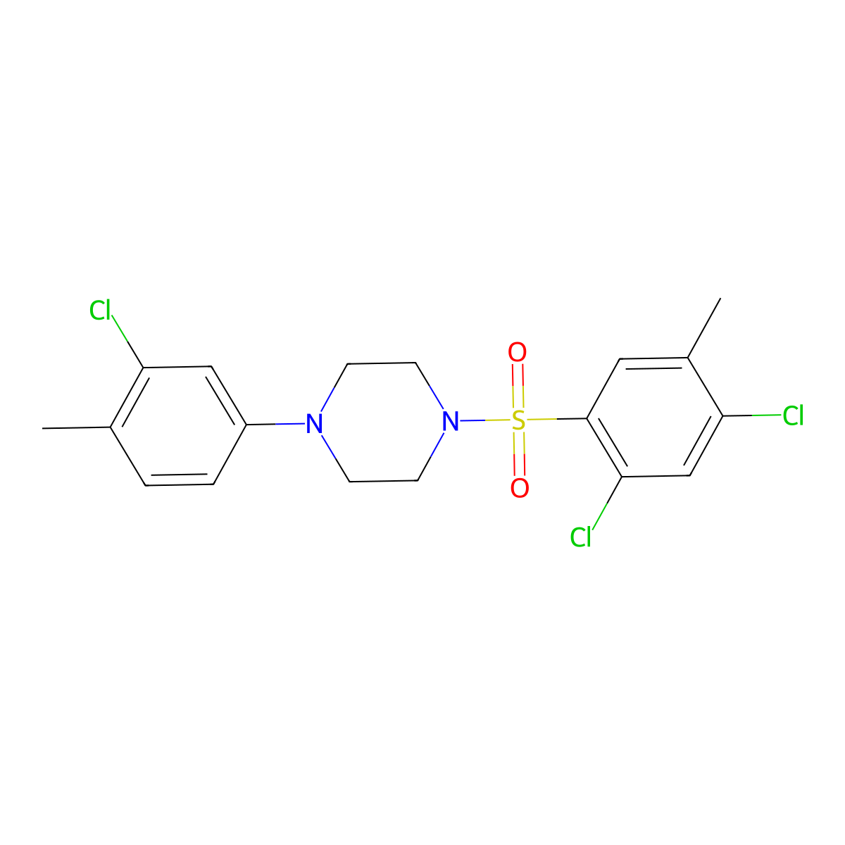1-(3-Chloro-4-methylphenyl)-4-(2,4-dichloro-5-methylbenzenesulfonyl)piperazine molecular structure, CAS 496020-53-2