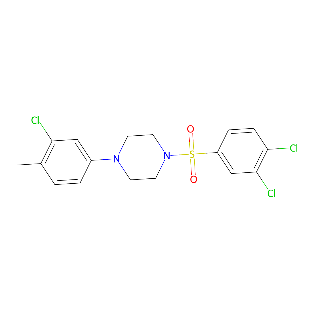 1-(3-Chloro-4-methylphenyl)-4-(3,4-dichlorobenzenesulfonyl)piperazine molecular structure, CAS 496020-54-3