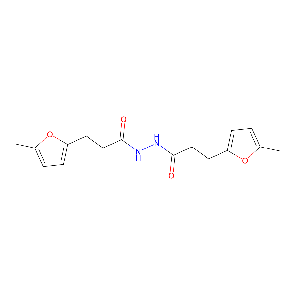 3-(5-methylfuran-2-yl)-N'-(3-(5-methylfuran-2-yl)propanoyl)propanehydrazide molecular structure, CAS 496020-94-1