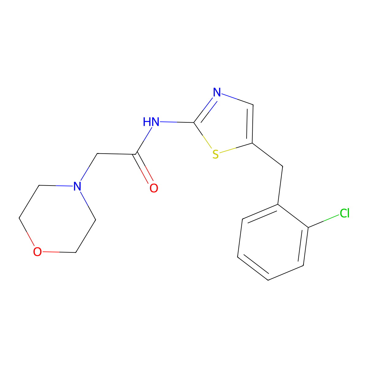 N-(5-(2-chlorobenzyl)thiazol-2-yl)-2-morpholinoacetamide molecular structure, CAS 496021-57-9