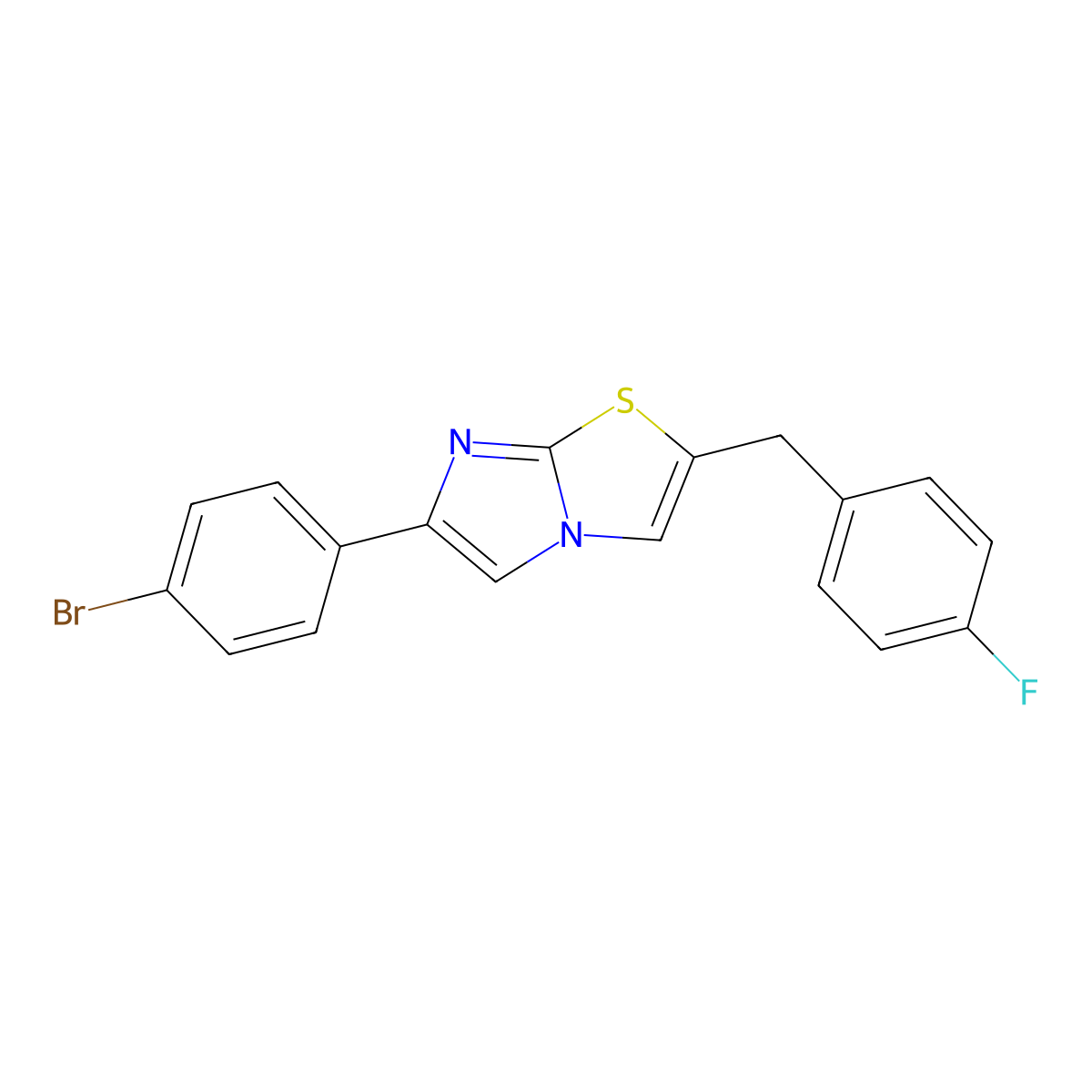 6-(4-Bromophenyl)-2-[(4-fluorophenyl)methyl]imidazo[2,1-b][1,3]thiazole molecular structure, CAS 496021-74-0