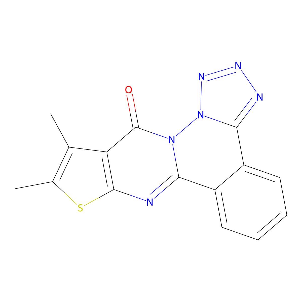 10,11-dimethyl-12H-tetraazolo[5,1-a]thieno[2',3':4,5]pyrimido[1,2-c]phthalazin-12-one molecular structure, CAS 496021-95-5