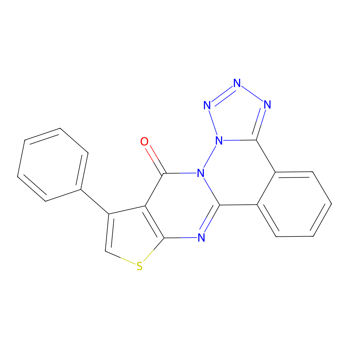 18-Phenyl-16-thia-1,2,3,4,5,14-hexaazapentacyclo[11.7.0.0^{2,6}.0^{7,12}.0^{15,19}]icosa-3,5,7(12),8,10,13,15(19),17-octaen-20-one molecular structure, CAS 496021-96-6