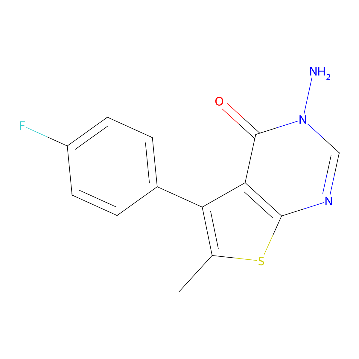3-amino-5-(4-fluorophenyl)-6-methylthieno[2,3-d]pyrimidin-4(3H)-one molecular structure, CAS 496022-07-2