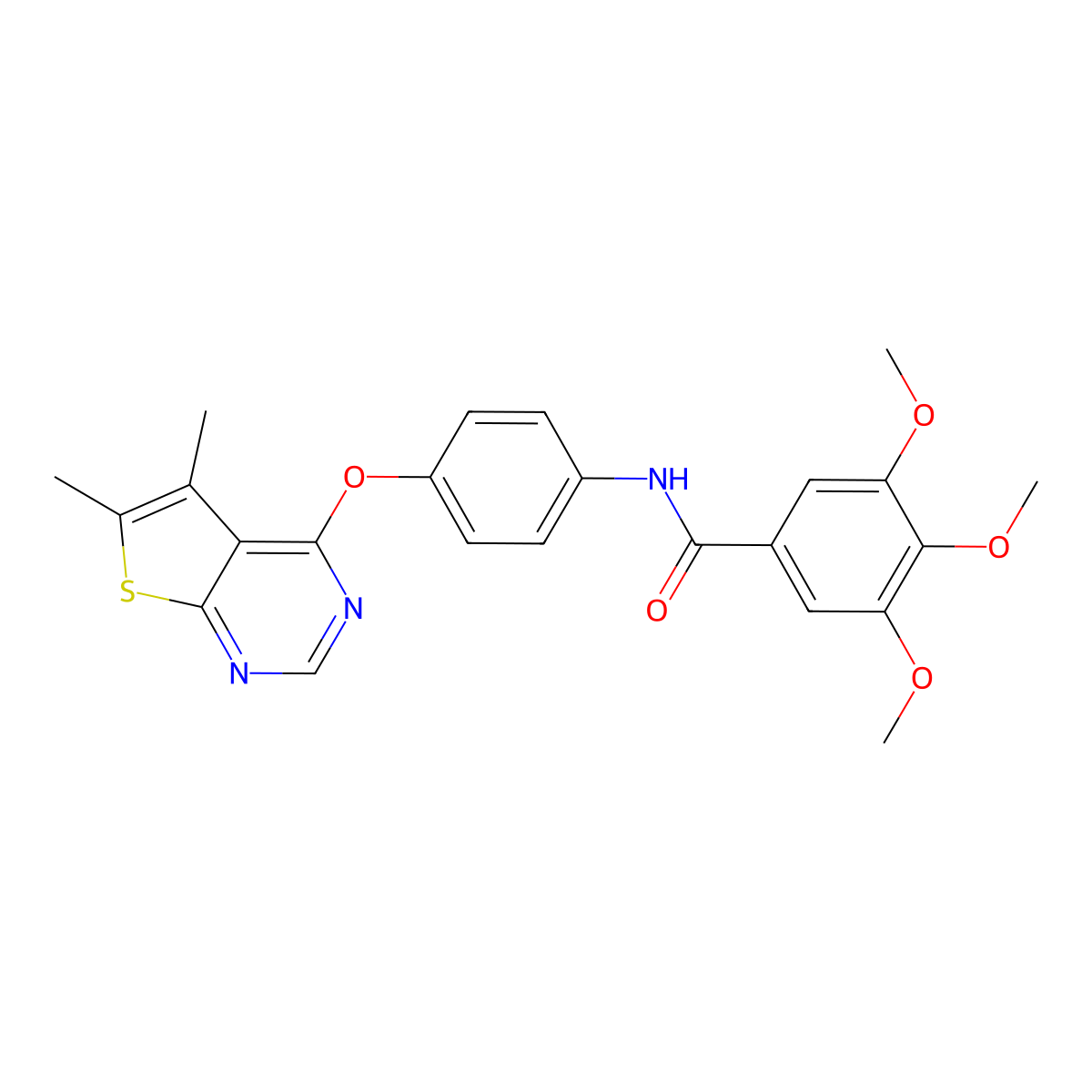 N-[4-({5,6-dimethylthieno[2,3-d]pyrimidin-4-yl}oxy)phenyl]-3,4,5-trimethoxybenzamide molecular structure, CAS 496022-09-4