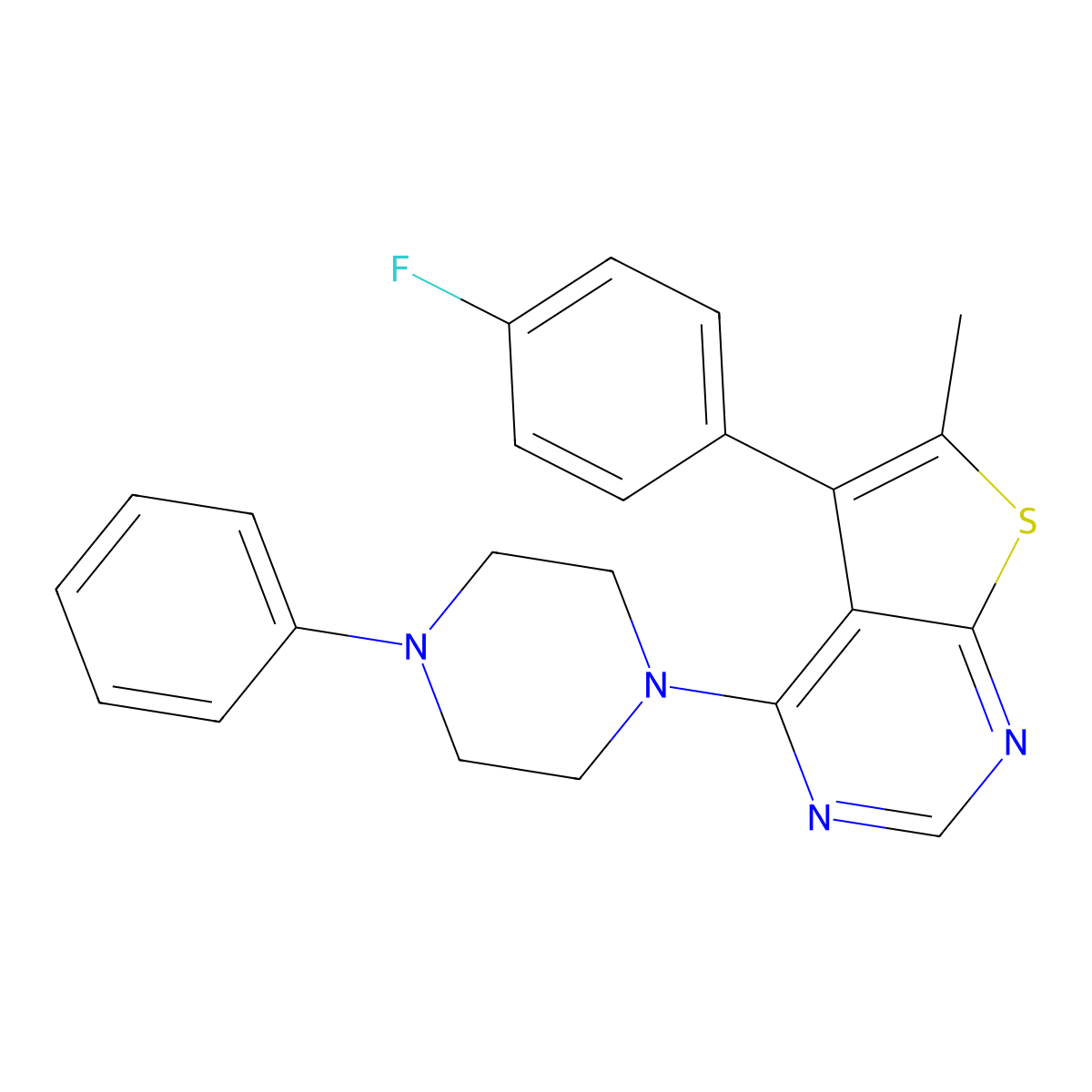 5-(4-Fluorophenyl)-6-methyl-4-(4-phenyl-1-piperazinyl)thieno[2,3-d]pyrimidine molecular structure, CAS 496022-13-0