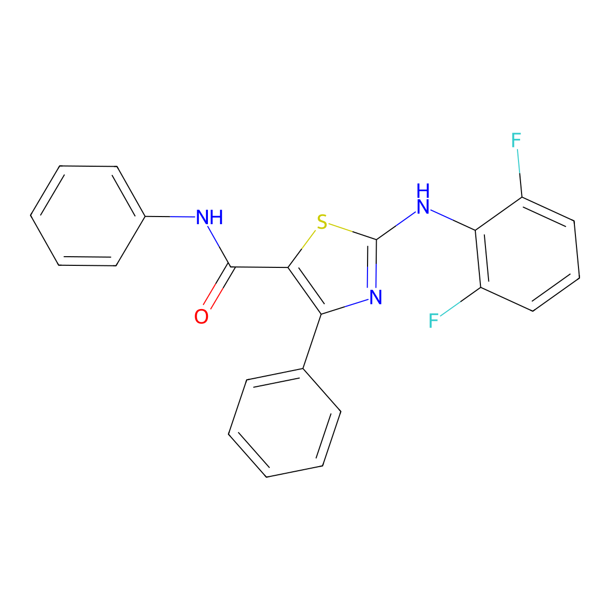 2-[(2,6-difluorophenyl)amino]-N,4-diphenyl-1,3-thiazole-5-carboxamide molecular structure, CAS 496022-59-4