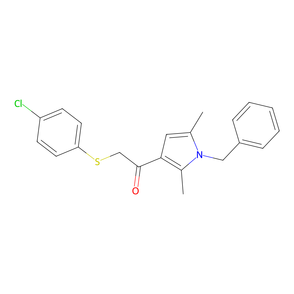 1-(1-benzyl-2,5-dimethyl-1H-pyrrol-3-yl)-2-[(4-chlorophenyl)sulfanyl]ethanone molecular structure, CAS 496022-69-6