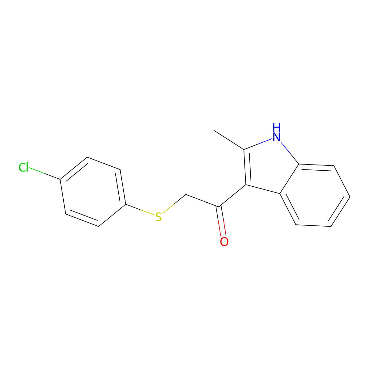 2-[(4-chlorophenyl)sulfanyl]-1-(2-methyl-1H-indol-3-yl)ethan-1-one molecular structure, CAS 496022-95-8