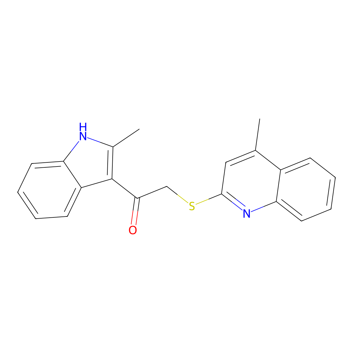1-(2-methyl-1H-indol-3-yl)-2-[(4-methylquinolin-2-yl)sulfanyl]ethanone molecular structure, CAS 496023-17-7