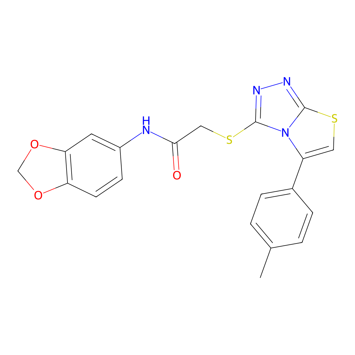N-(1,3-benzodioxol-5-yl)-2-{[5-(4-methylphenyl)[1,3]thiazolo[2,3-c][1,2,4]triazol-3-yl]sulfanyl}acetamide molecular structure, CAS 496023-55-3