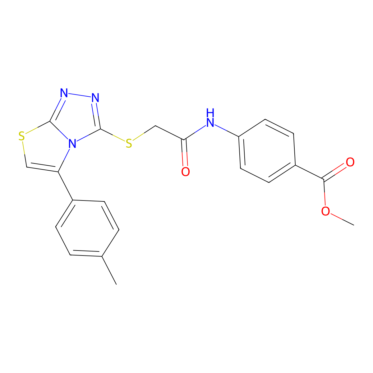 Methyl 4-[({[5-(4-methylphenyl)[1,3]thiazolo[2,3-c][1,2,4]triazol-3-yl]sulfanyl}acetyl)amino]benzoate molecular structure, CAS 496023-60-0