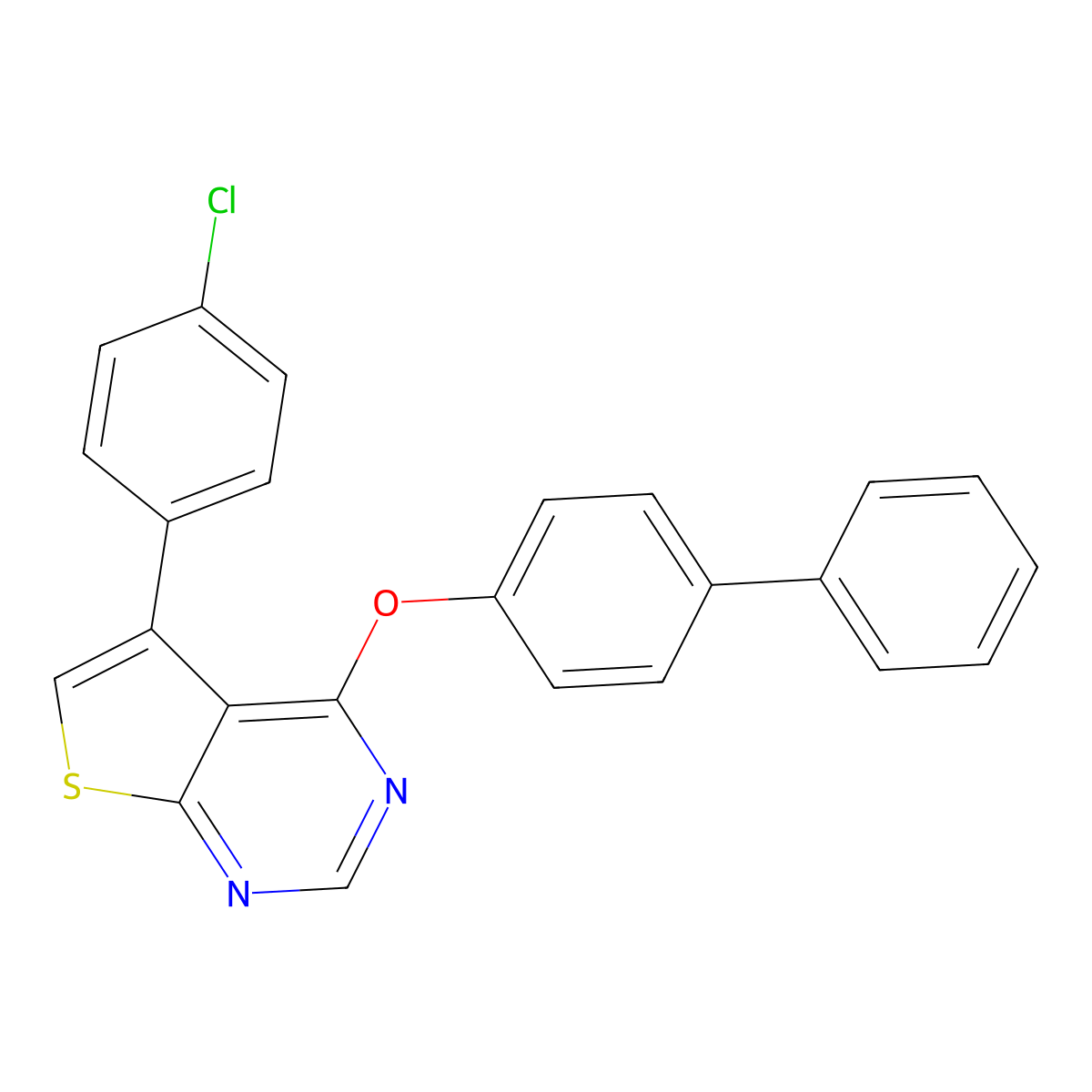 4-(Biphenyl-4-yloxy)-5-(4-chlorophenyl)thieno[2,3-d]pyrimidine molecular structure, CAS 496023-89-3