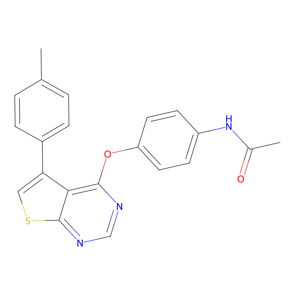 N-(4-{[5-(4-methylphenyl)thieno[2,3-d]pyrimidin-4-yl]oxy}phenyl)acetamide molecular structure, CAS 496024-32-9