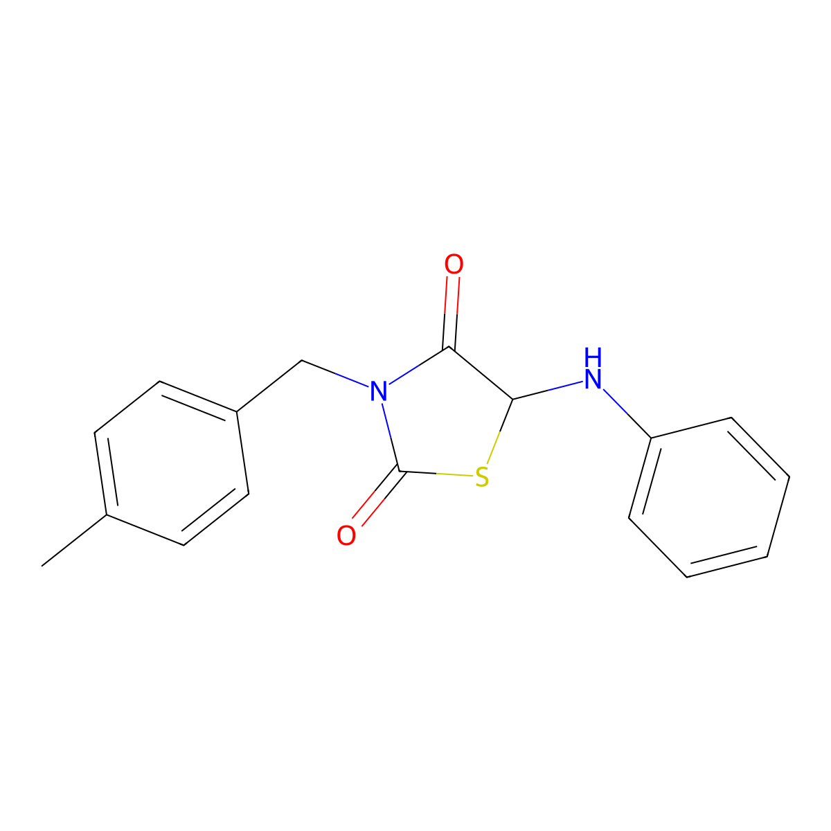 5-Anilino-3-(4-methylbenzyl)-1,3-thiazolidine-2,4-dione molecular structure, CAS 496024-56-7