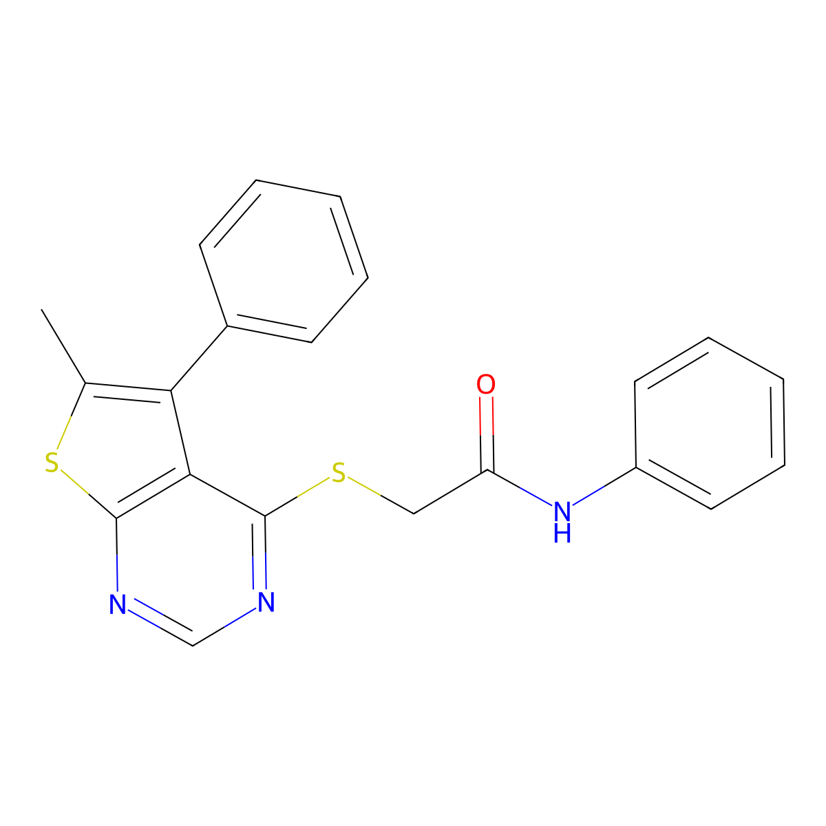 2-({6-methyl-5-phenylthieno[2,3-d]pyrimidin-4-yl}sulfanyl)-N-phenylacetamide molecular structure, CAS 496024-96-5