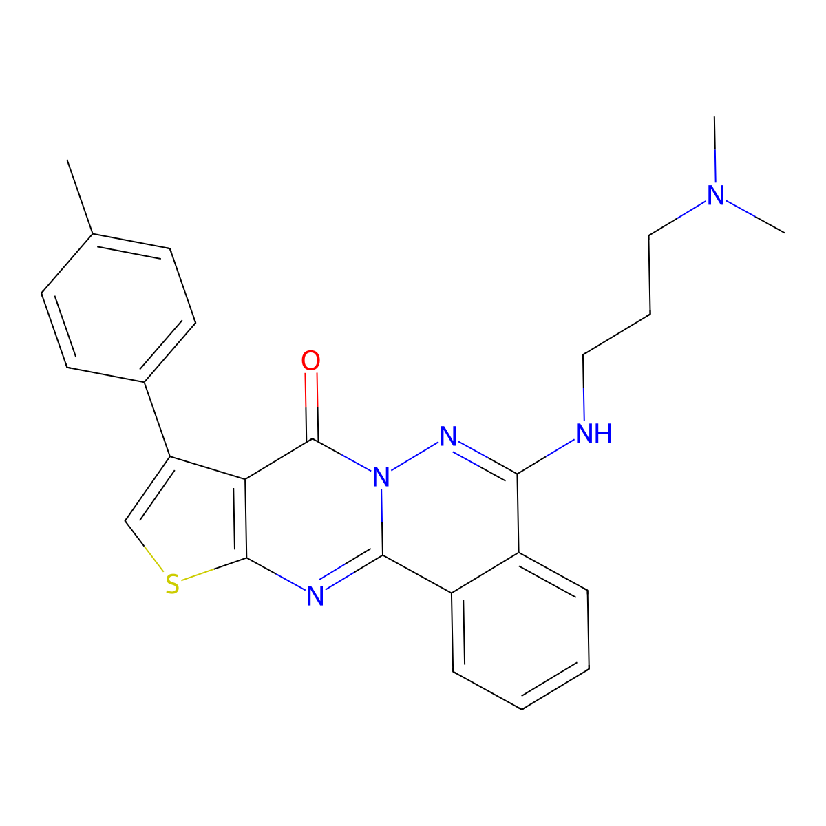 5-((3-(Dimethylamino)propyl)amino)-9-(p-tolyl)-8h-thieno[2',3':4,5]pyrimido[2,1-a]phthalazin-8-one molecular structure, CAS 496025-08-2