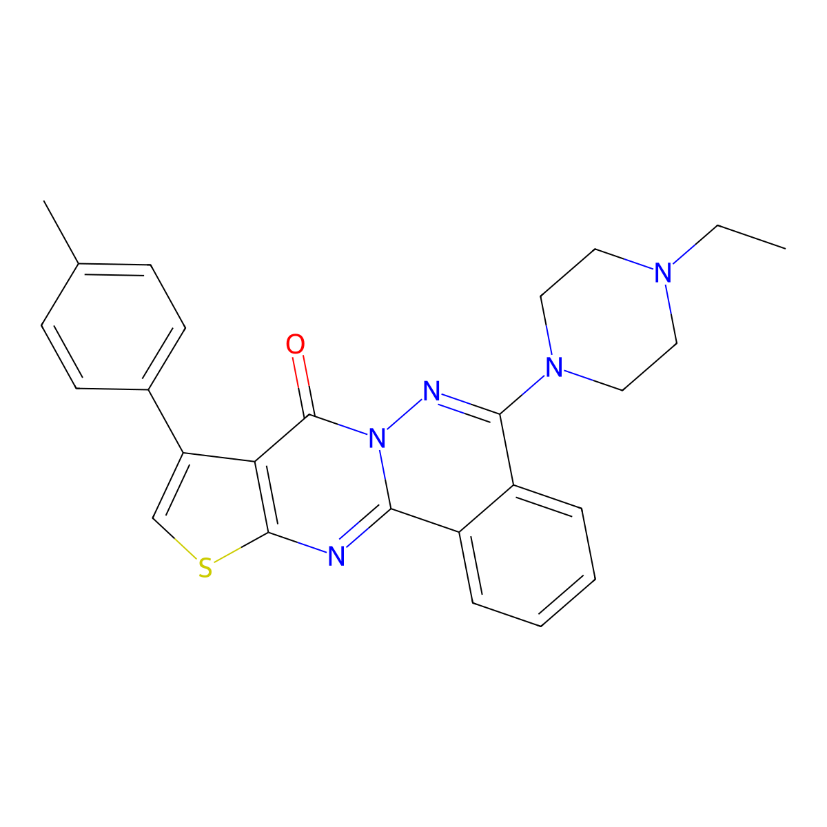 8-(4-Ethylpiperazin-1-yl)-13-(4-methylphenyl)-15-thia-9,10,17-triazatetracyclo[8.7.0.0^{2,7}.0^{12,16}]heptadeca-1(17),2(7),3,5,8,12(16),13-heptaen-11-one molecular structure, CAS 496025-11-7