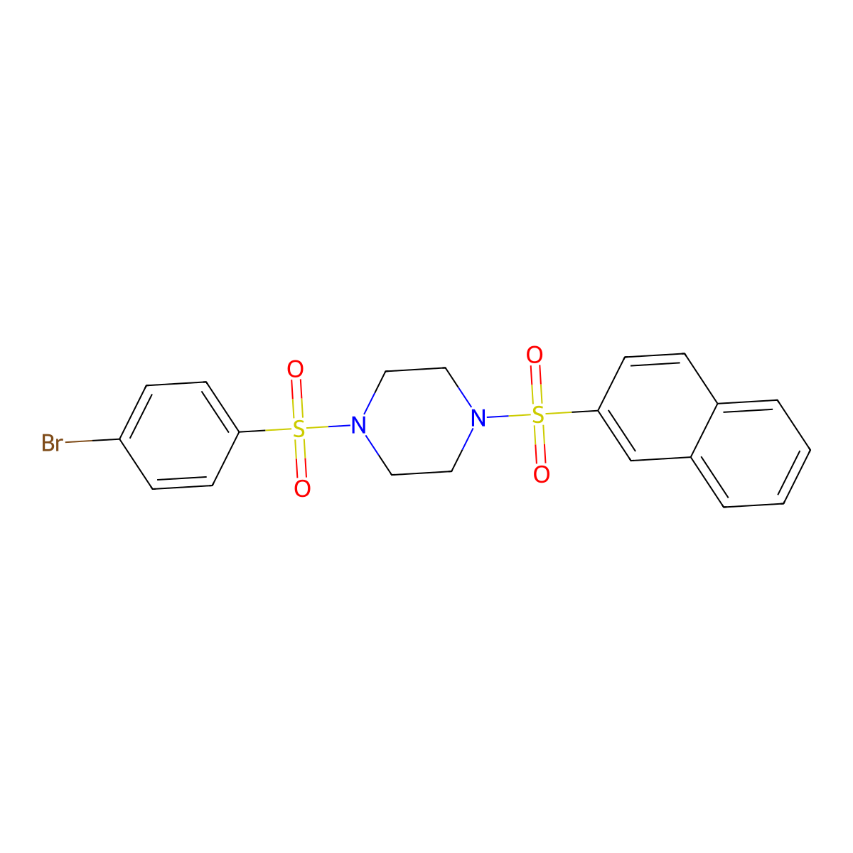 4-[(4-Bromophenyl)sulfonyl]-1-(2-naphthylsulfonyl)piperazine molecular structure, CAS 496025-67-3