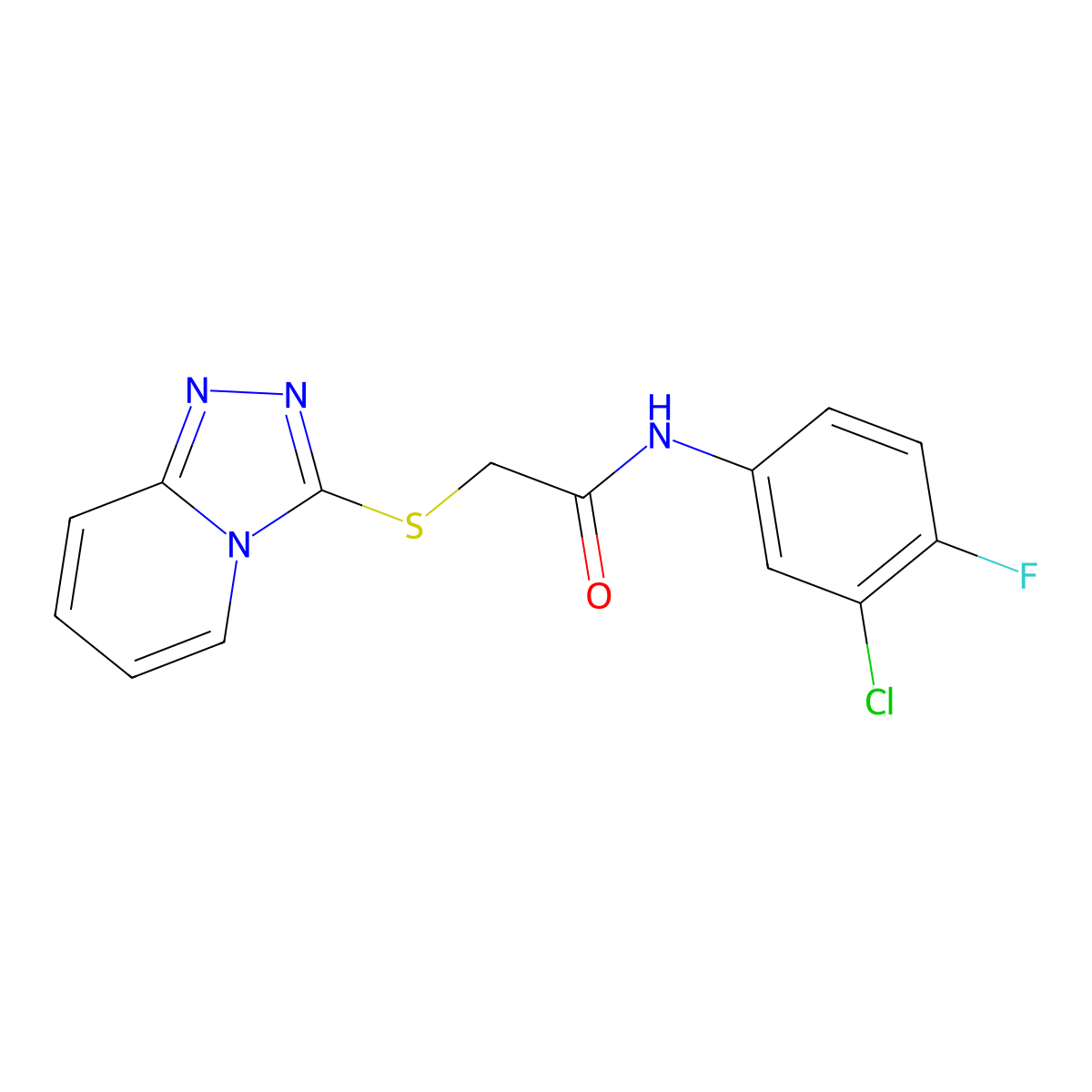 N-(3-chloro-4-fluorophenyl)-2-([1,2,4]triazolo[4,3-a]pyridin-3-ylsulfanyl)acetamide molecular structure, CAS 496026-05-2